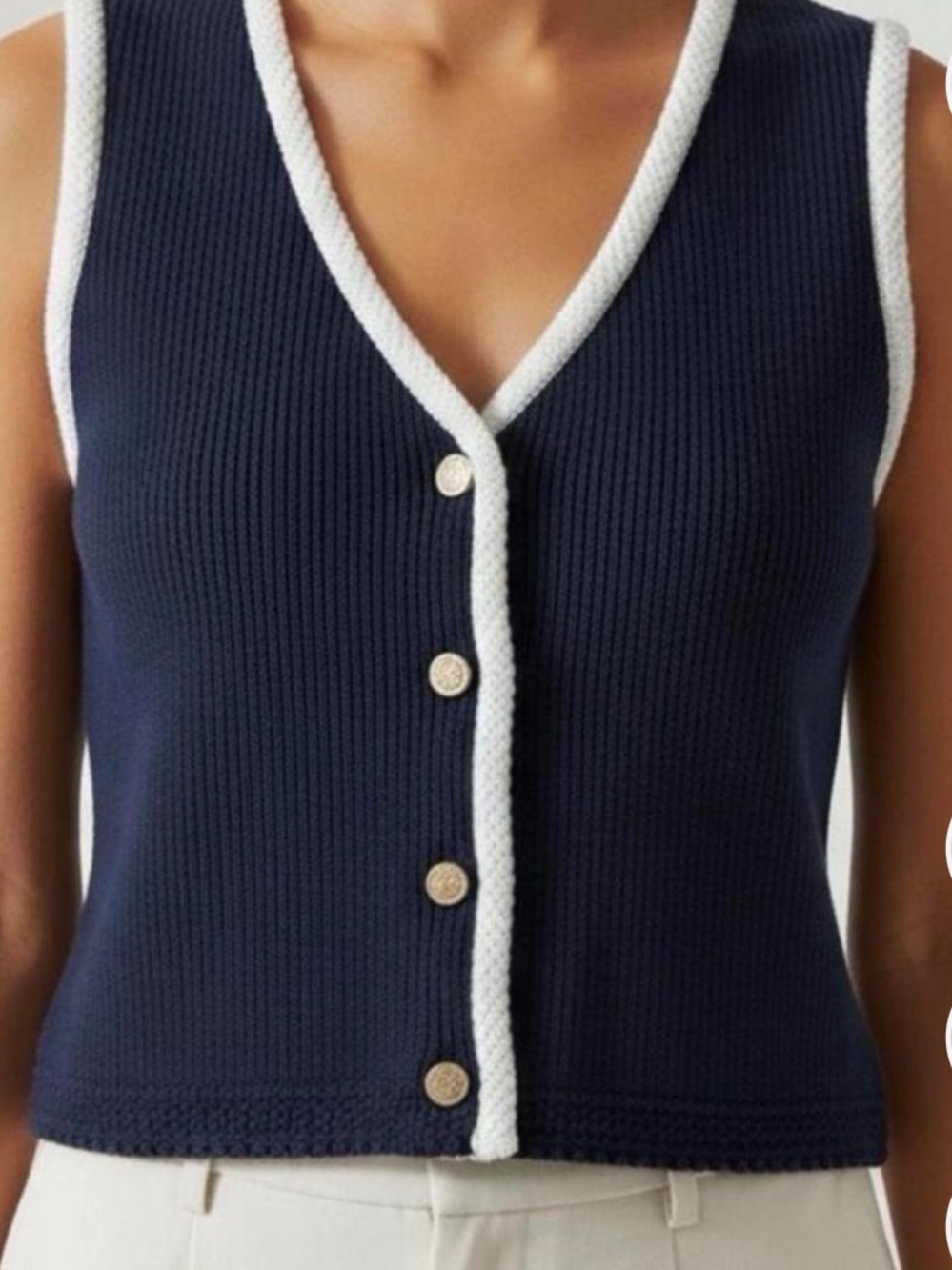 Abercrombie & Fitch Navy Vest with White Trim